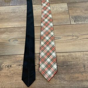 2 Issey Miyake Ties, Plaid Nylon, Black Silk Japan